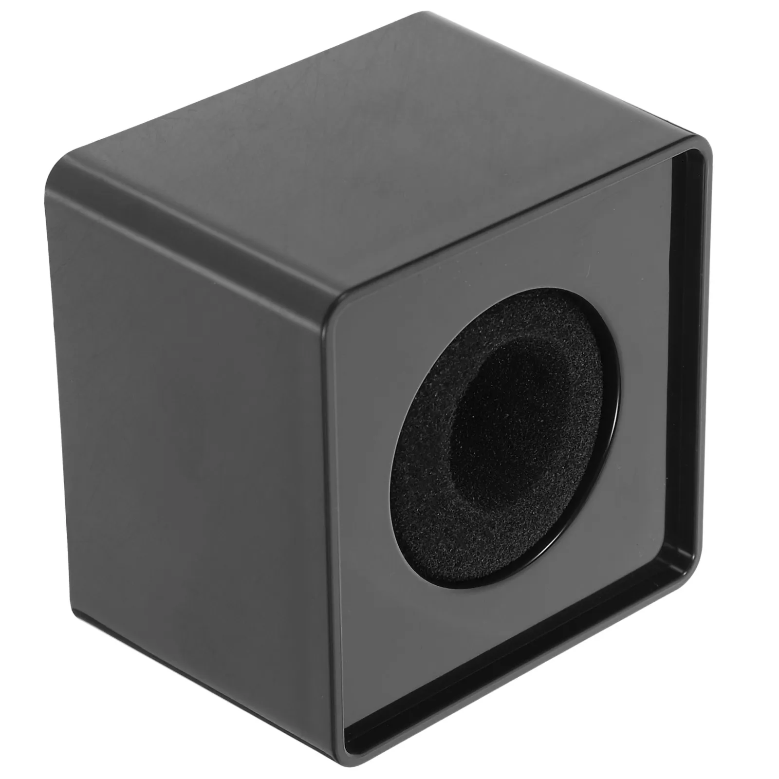 Black ABS Injection Molding Microphone Station Logo Square Cube 7x7x5.1cm Interview Mic Logo Flag Station for Professional Mic