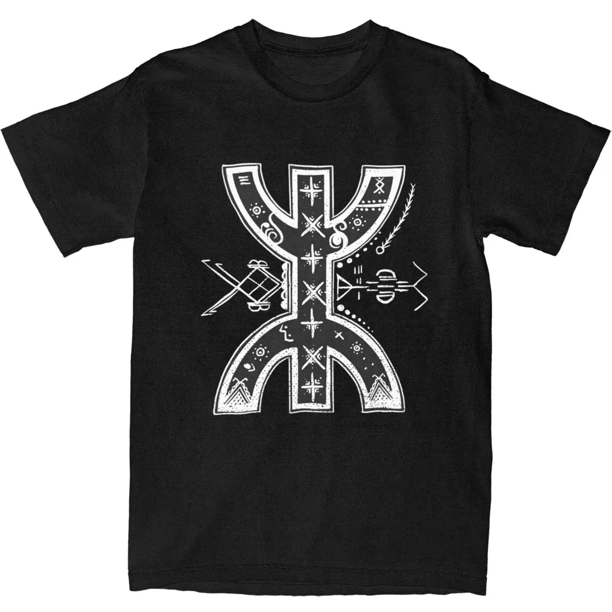 Amazigh Berber Symbol T-Shirt Man Magic Vintage Cotton T-Shirts Summer O-Neck Trendy Cool Tee Shirt Pattern Plus Size Tops