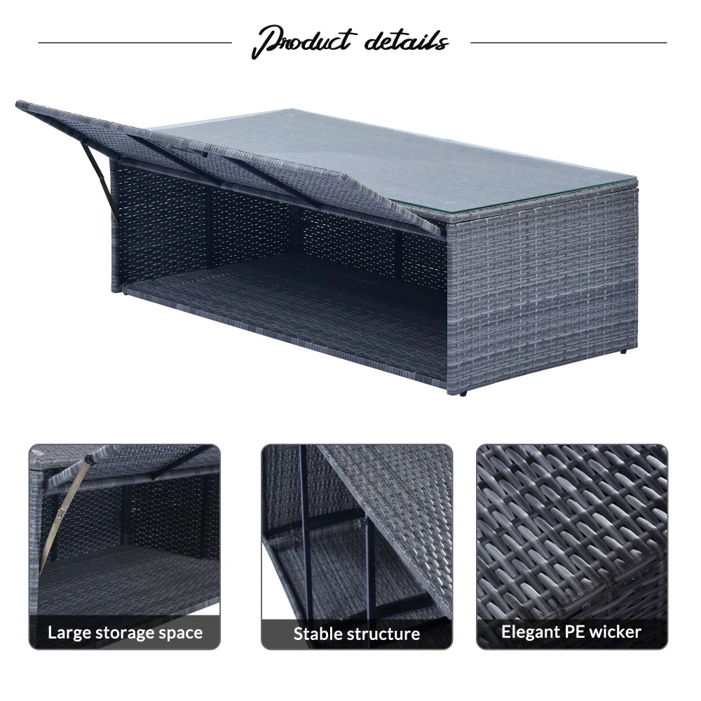 6-Piece Outdoor Conversation Sectional Set, All-Weather Rattan Patio Sectional Sofa Set with Coffee Table, Patio Furniture Sets