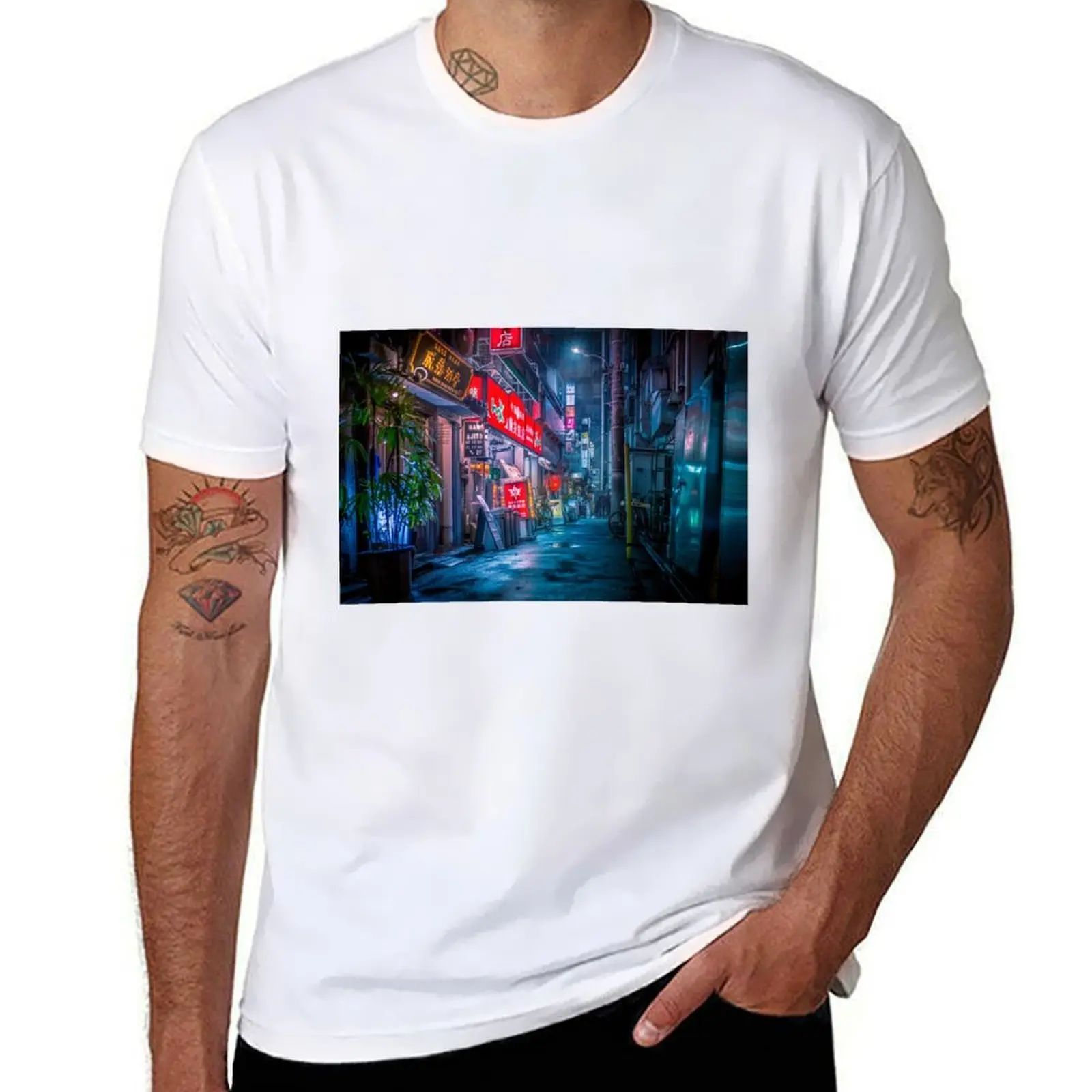 Camiseta Over Rain Heavy Tokyo Neo Casual com estampa fashion