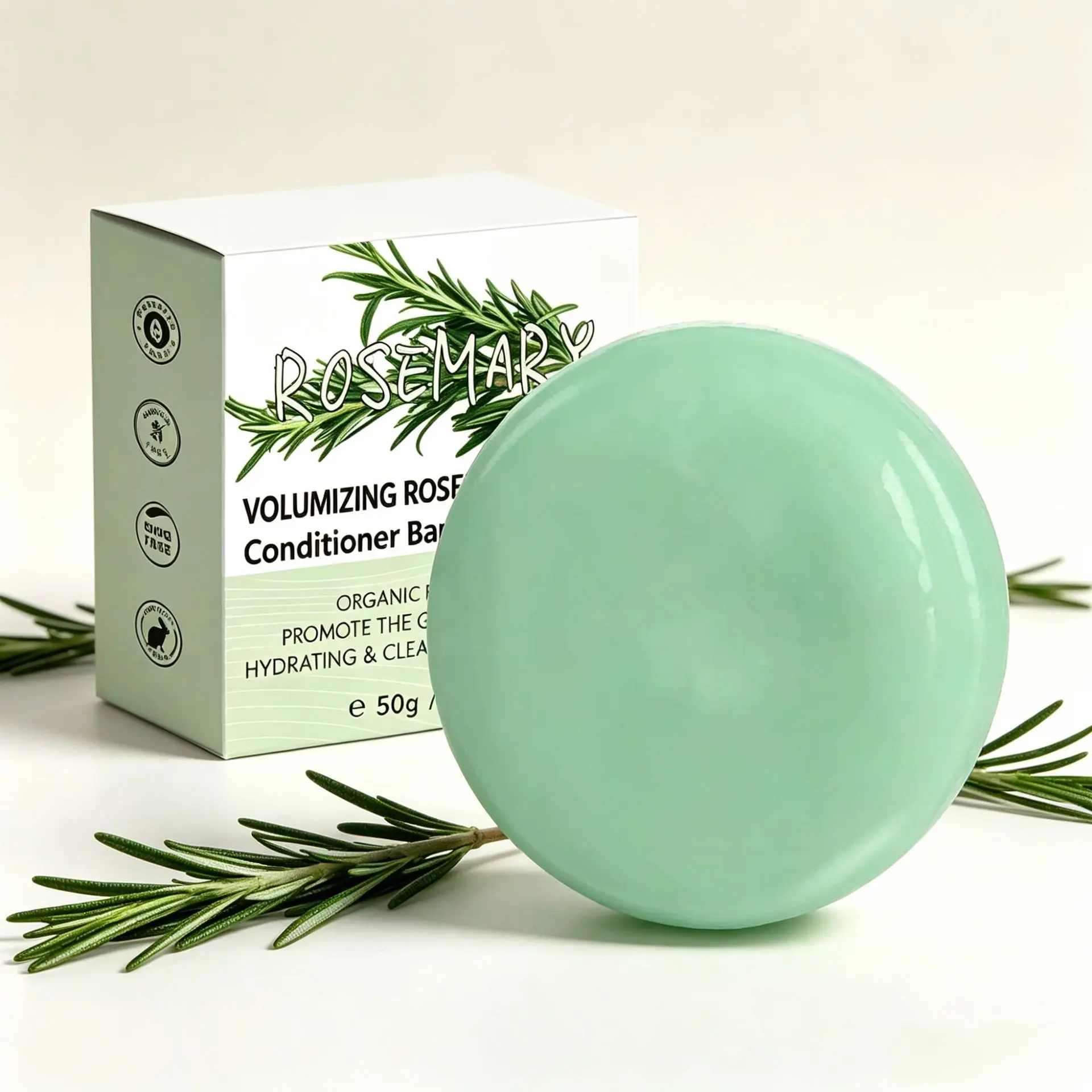 Rosemary Hair Soap 50g x 5pcs, Refreshing & Moisturizing Handmade Shampoo Bar, Herbal Solid Hair Care