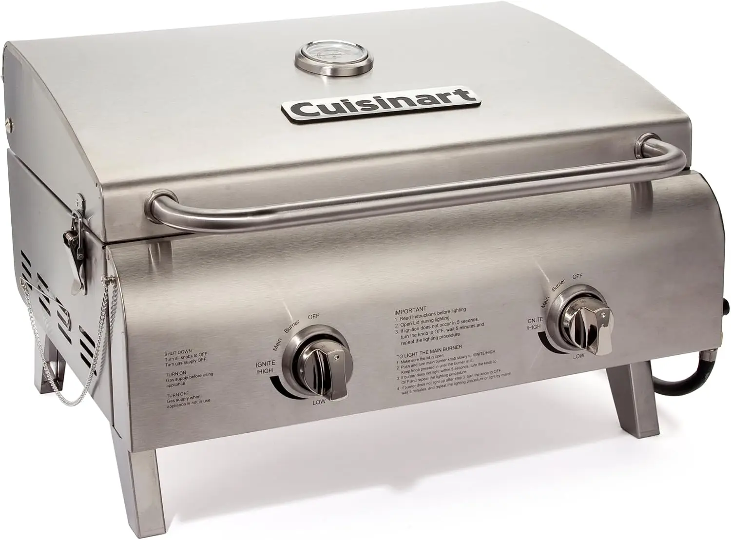 Outdoor Gas Grill, 2000 BTU, Portable, 2-Burner