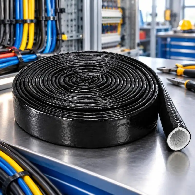 Silicone-Coated Cable and Hose Sleeve, Flexible Cylindrical Tubing That Follows Bends Along Routed Lines and Cables D2RD