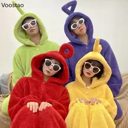 Autumn Winter Women Cute Onesies Pajamas Coral Fleece Warm Cartoon Hooded Sleepwear Cosplay Sweet Home Clothes Pyjamas Jumpsuit