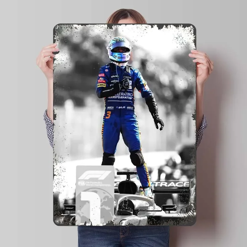 Daniel Ricciardo F1 Racing Sports Metal Posters Aesthetic Room Decor Men Custom Metal Tin Signs for Wall Art Decoration Retro