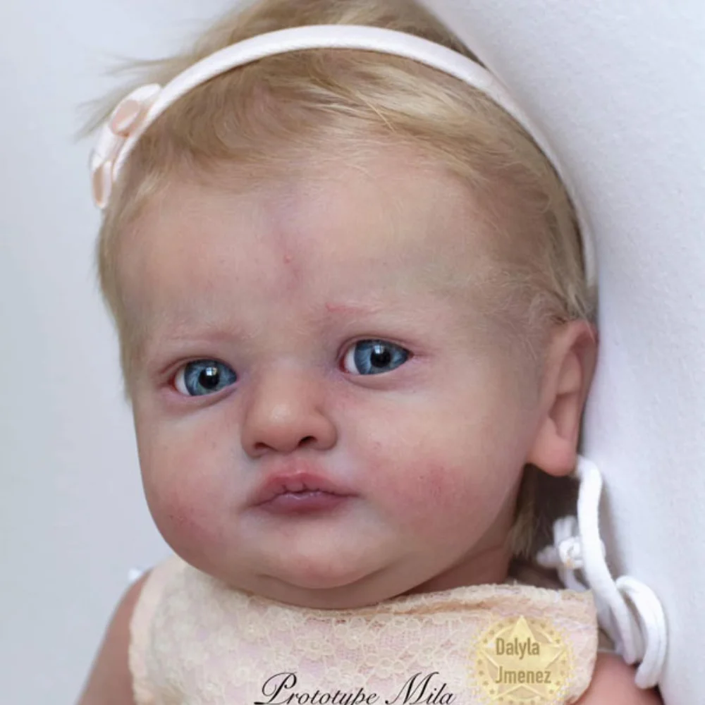 20 Zoll Unbemaltes Reborn-Puppen-Set Mila mit Offenen Blauen Augen, Niedlichem Gesicht, Leeren Vinyl-Puppenformteilen und Stoffkörper