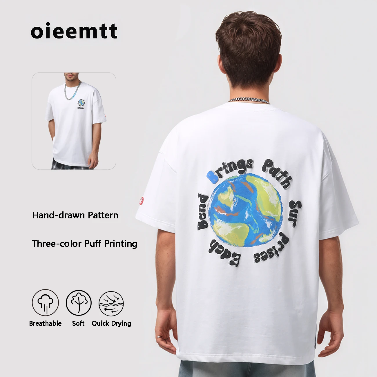 

280gsm Heavyweight 3D Puff Printing High Street Hand-drawn Graphics Cotton Breathable Short Sleeve Top Summer T-shirt Unisex Tee