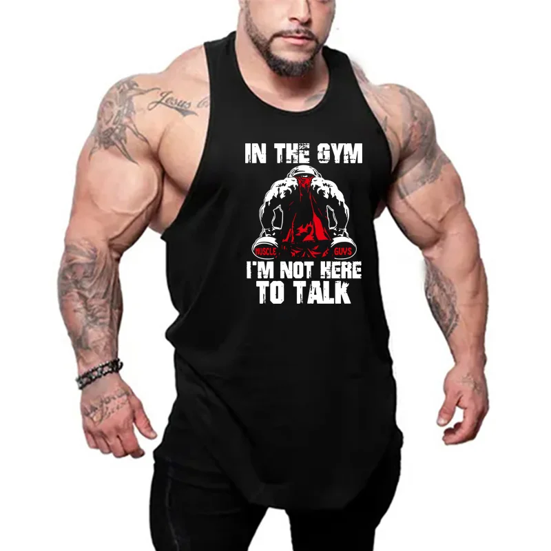 

Gym Fitness Running Sport Y-back Tank Tops Summer Cotton Sleeveless Breathable Loose T-Shirts Mens Bodybuilding Muscle Clothing