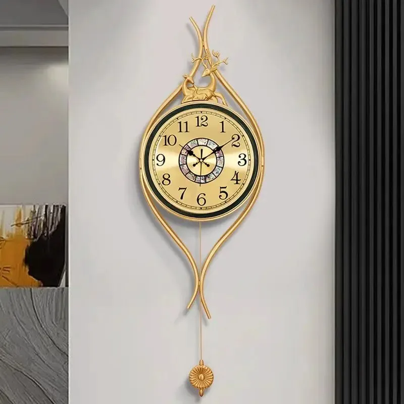 European-style Brass Wall Clock High-end Art Home Decor Fashionable Trending Light Luxury Wall-mounted Clock