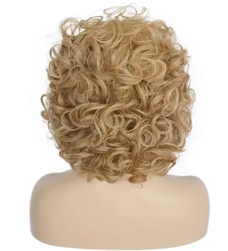 Short Blonde Brown Curly Wavy Synthetic Sandy Grease Cosplay Women\'s Wig for Halloween Christmas School Thanksgiving Day