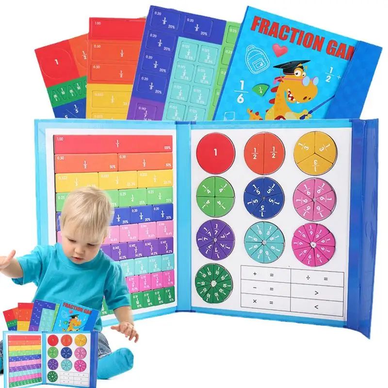 Colorful Magnetic Fraction Tiles & Circles Bars Set Rainbow Math Manipulatives For Preschool Elementary School Education