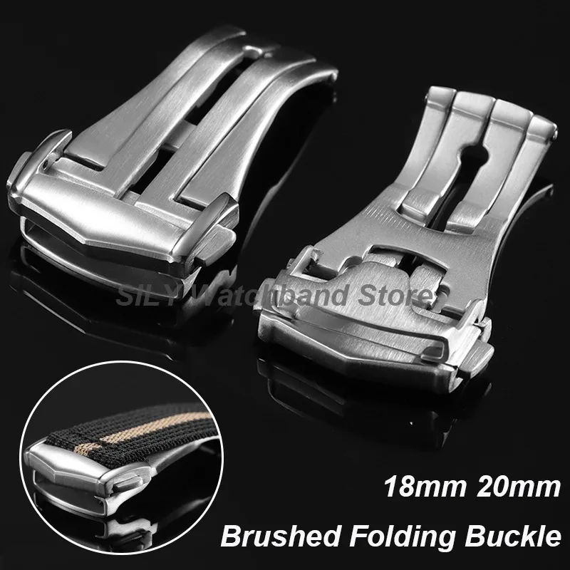 Silber gebürstete Uhrenschnalle 18/20 mm Edelstahl Schmetterling Faltschließe Uhrenknopf Metall Faltschließe Uhrenknopf Zubehör