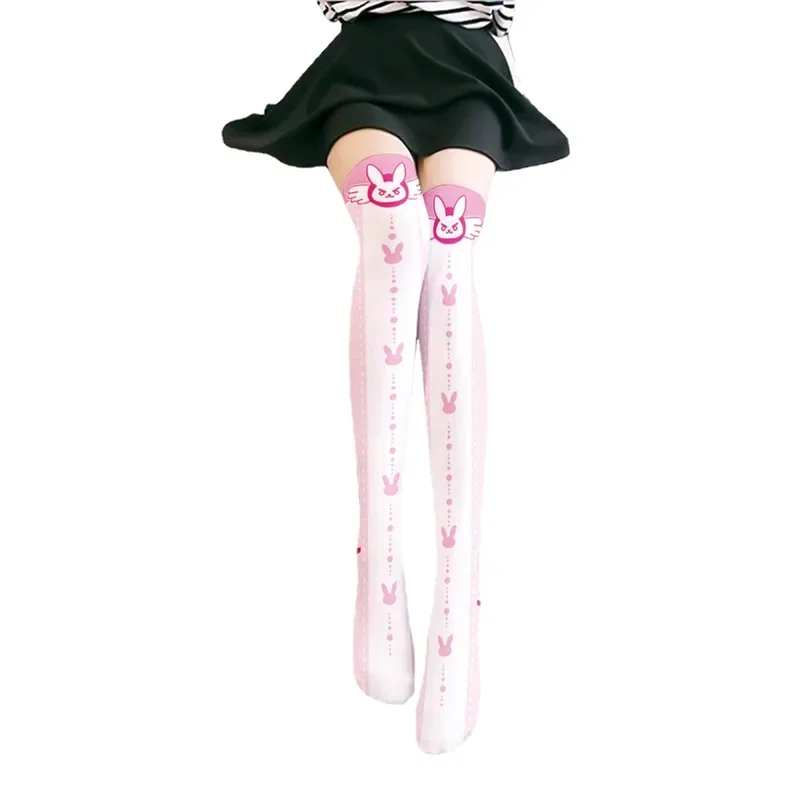 SN55Overwatch D.Va Cartoon stampato calzini al ginocchio Lolita Cute Anime calze accessori di abbigliamento cosplay calzini lunghi $ 5Q @ 1