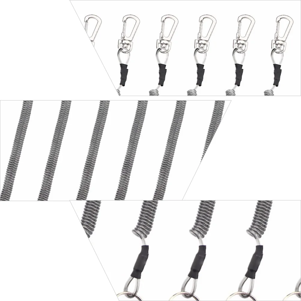 

6pcs Fishing Rod Protection Rope Tether Outdoor Camping Hiking Elastic Key Chain Supplies Security Gear Tools Durable