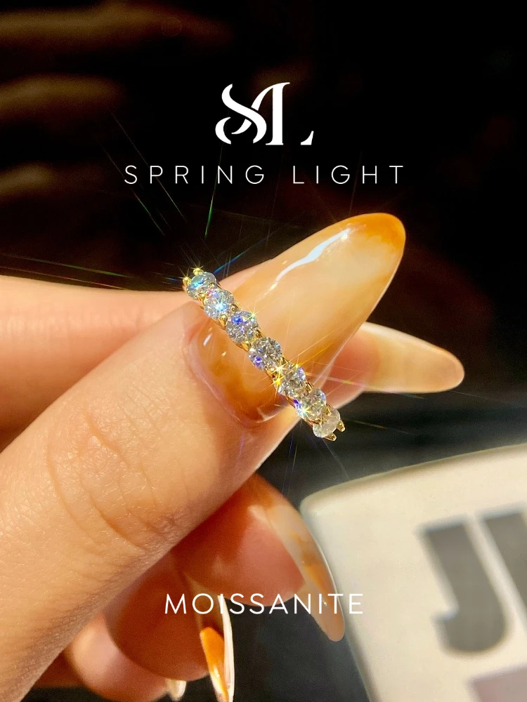 

0.7CT Eternity Band Moissanite Diamond Rings for Women Wedding Daily Gift 925 Sterling Silver Brilliant Luxury Jewelry