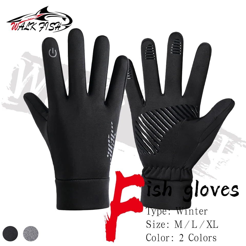 WALK FISH Fishing Gloves Men Woman Warmth Unisex Hiking Driving Cycling Touch Screen Anti-slip Outdoor Sports Skiing Climbing