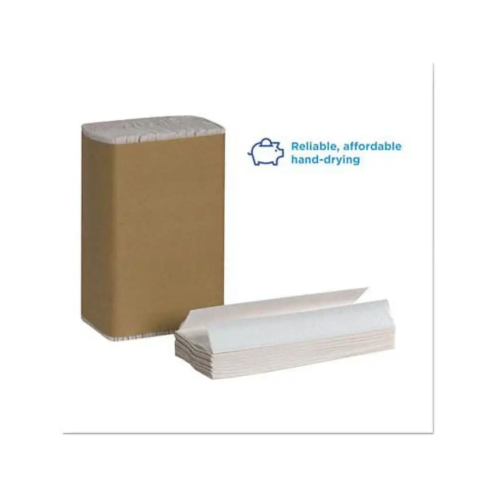 منشفة ورقية زرقاء أساسية مطوية سي ، بيضاء ، 10 بيكة/كت ، عبوة ، 1/4 × 13 ، 10 بيكة