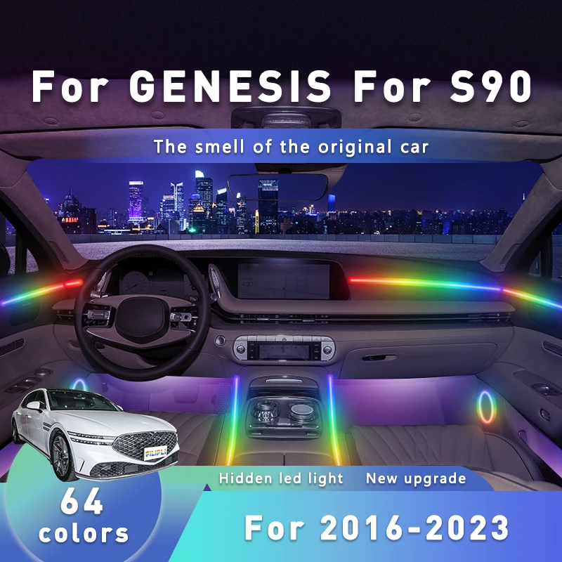 

FILIPLI For GENESIS G90 For 2021 Smart Music Dynamic RGB Light USB 12V Powered RGB LED Strip with Smartphone Sync Auto Dimming