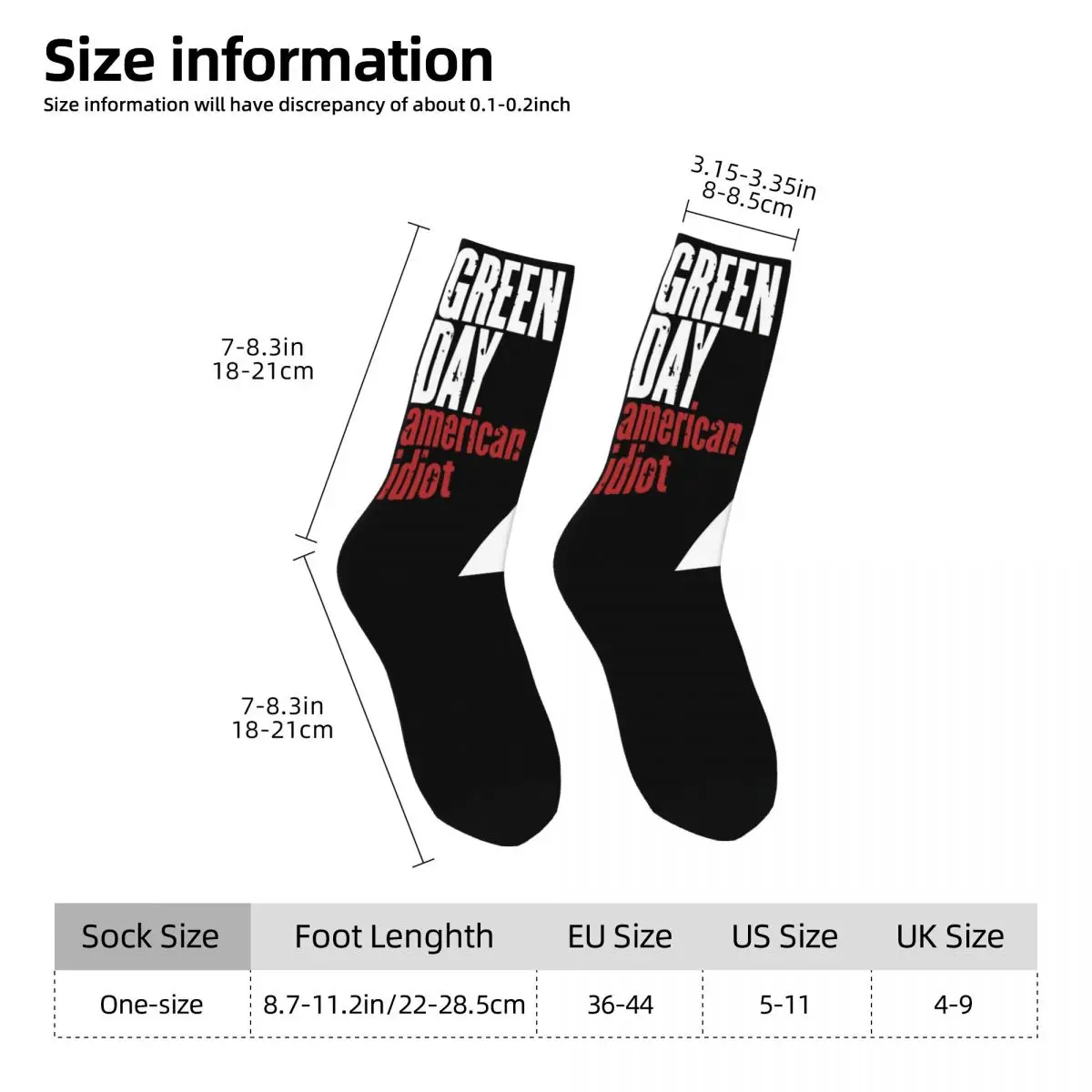 Chaussettes à col rond pour hommes et femmes, Green Day, American Idiot, Albuum Cover, Outdoor, Nouveauté, Printemps, Été, Automne, Hiver, Bas,