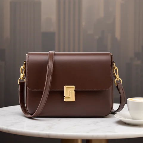 Genuine leather women's bag 2025 new spring and summer crossbody bag commuter shoulder bag small square cowhide bag