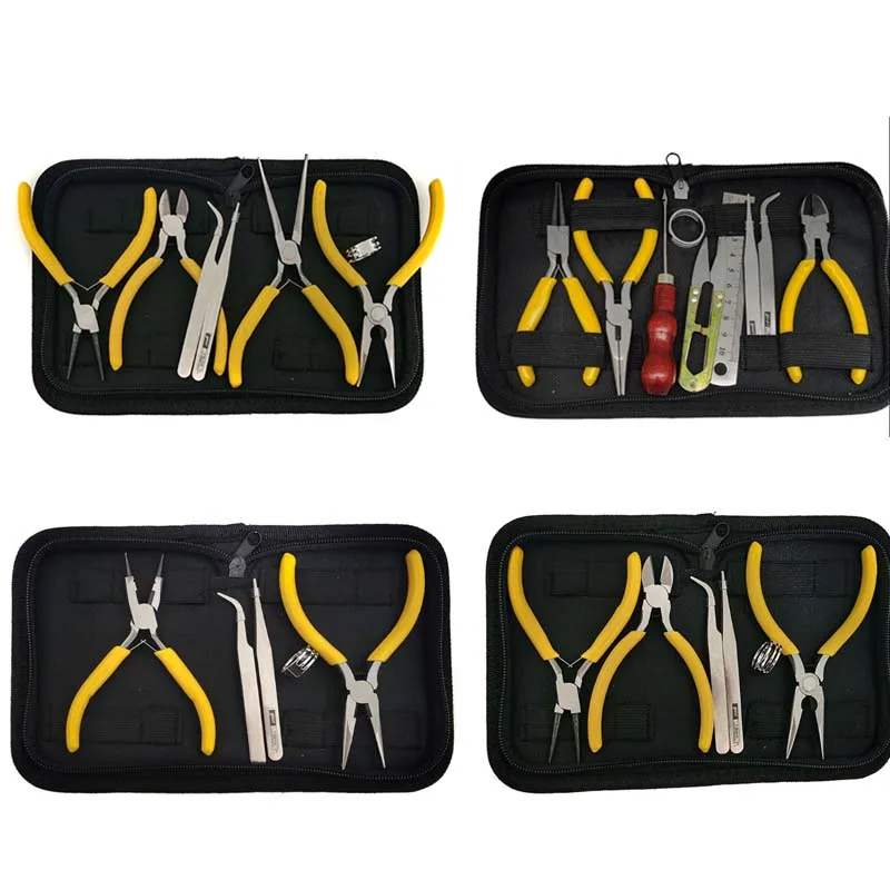 5-Zoll-Zange Set Zange flache runde Nase Ende Schneiden Wickel zange Schmuck Herstellung Hardware Werkzeug tasche