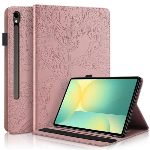 Imagen 2 del producto Funda para Samsung Tab S10 FE, Funda de 10,9 pulgadas con tapa tipo billetera de cuero con árbol en relieve para galaxy tab s10 fe sm-x520 x526b