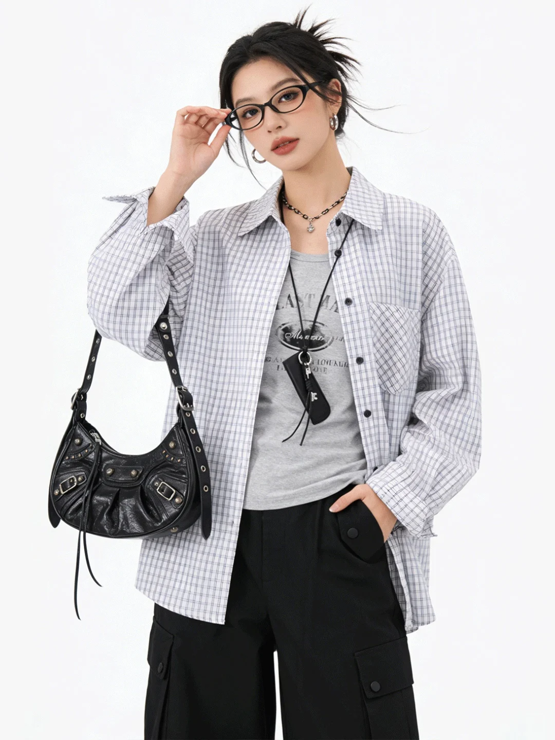 

Весенний универсальный комплект из двух предметов: клетчатая солнцезащитная куртка и утягивающий жилет на бретелях в корейском стиле для женщин