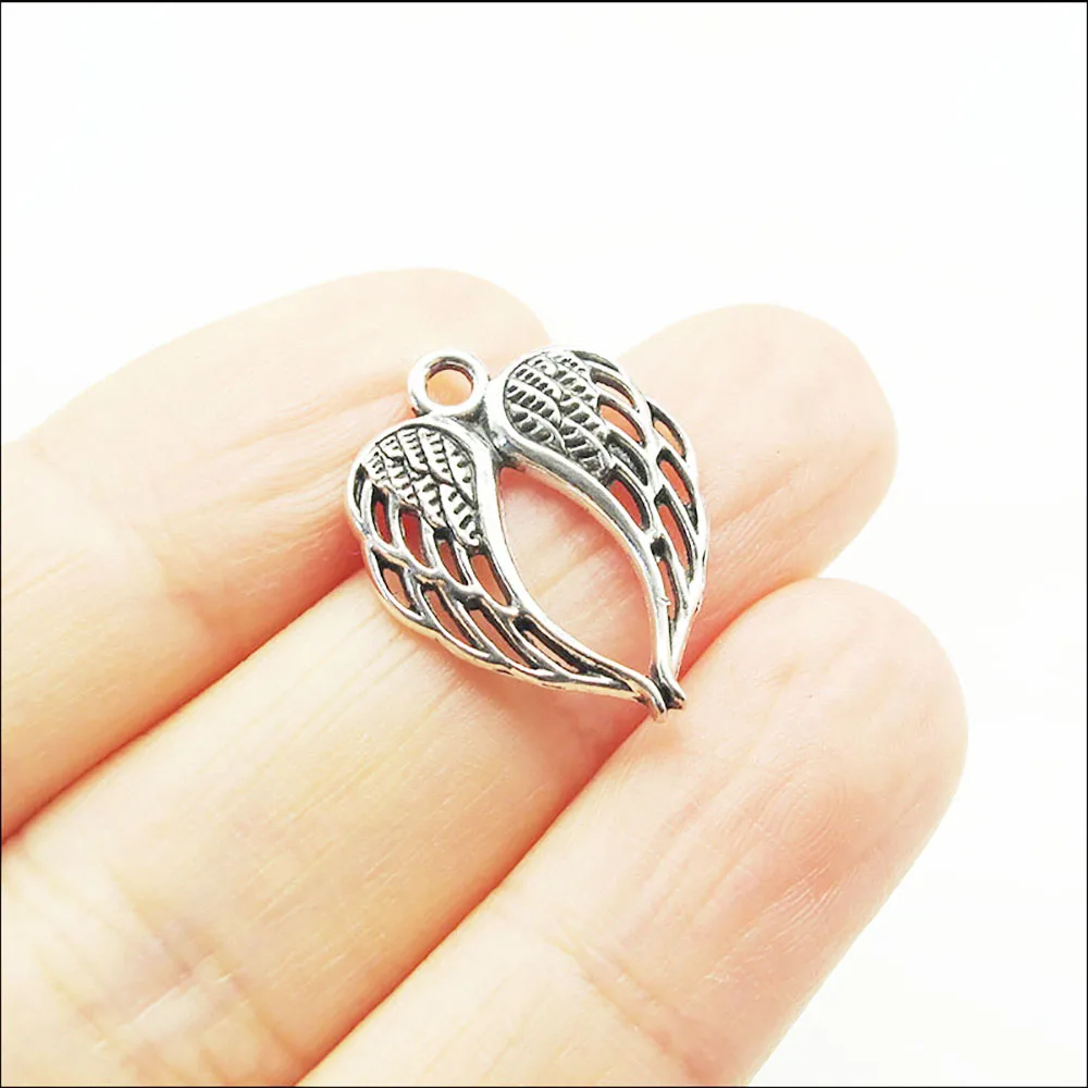 New Charms Antiqued Silver Color Heart Angel Wings Chinese Knot Charms Pendants DIY J034
