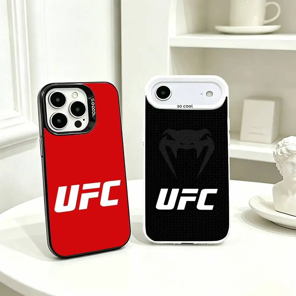 Combat For U-UFC Logo  Phone Case For iPhone 17,16,15,14,13,12,11 Plus,Pro Max,XS,Colorful Silver Phone case Funda Cover