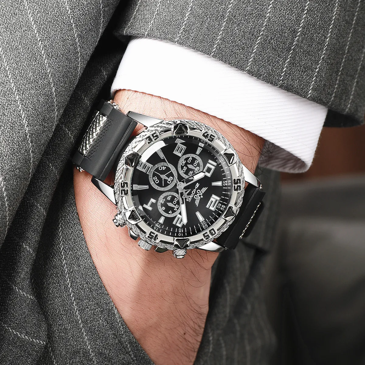 UTHAI CQ265 레저 실리콘 테이프 쿼츠 시계 패션 트렌드 남자 시계 스포츠 비즈니스 시계 선물