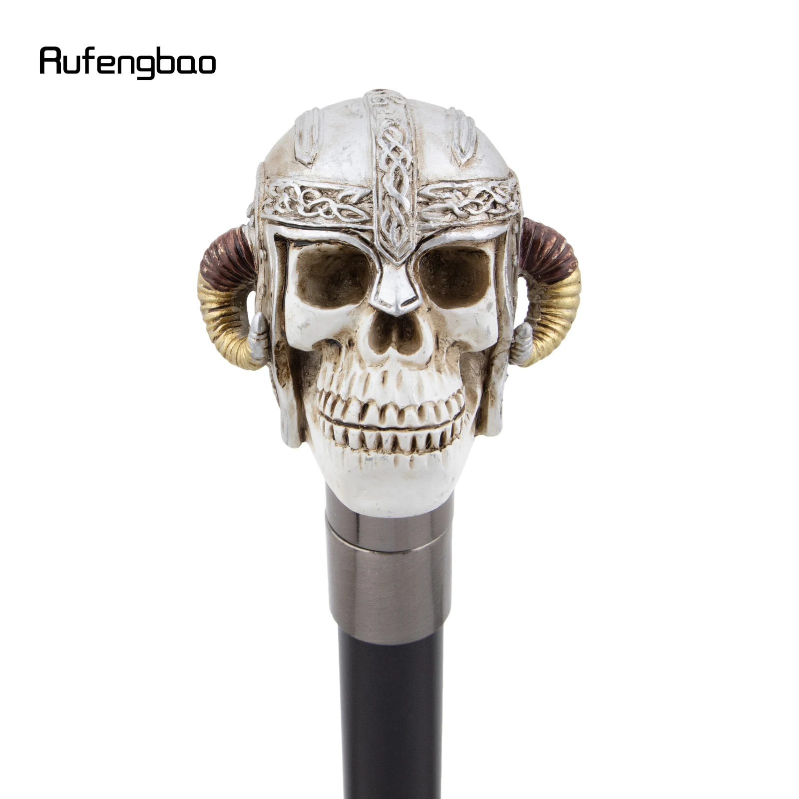 화이트 레진 해골 뿔모양 헬멧 지팡이 패션 장식용 스틸 스틱 신사 공연 무대 지팡이 93cm