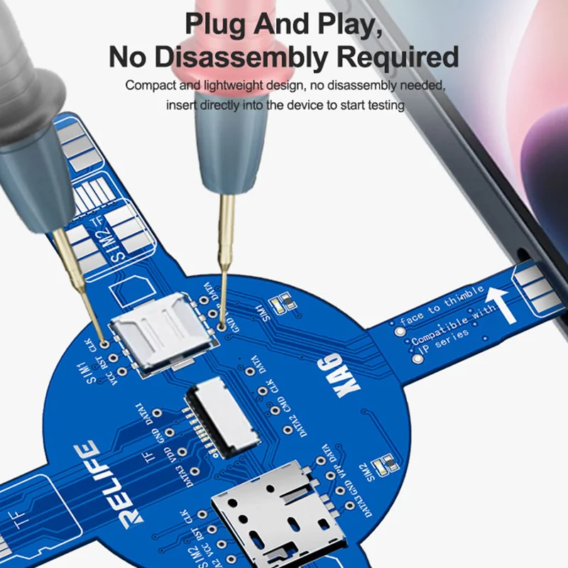 

Тестовая плата RELIFE XA6 для проверки сигнала двух SIM-карт для iP/Android, не требует разборки, инструмент для диагностики неисправностей SIM, TF, NM карт