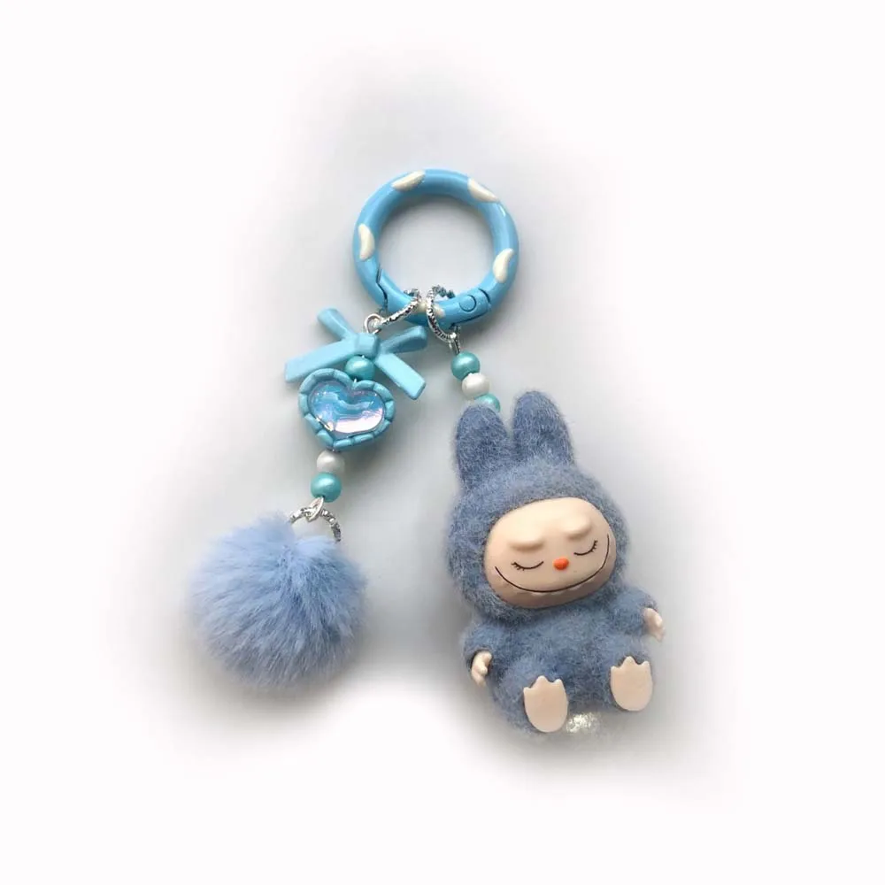 

Labubu keychain Doll Couple Keyring Kawaii Cartoon Creative Bowknot Phone Chain Bag Pendant Charms Backpack Decoration Gifts