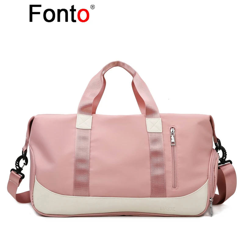 Fonto Sports Fitness Bag Female Yoga Bag Dry Wet Separation Shoe Position Single Shoulder Bag Short Distance Portable Travel Bag