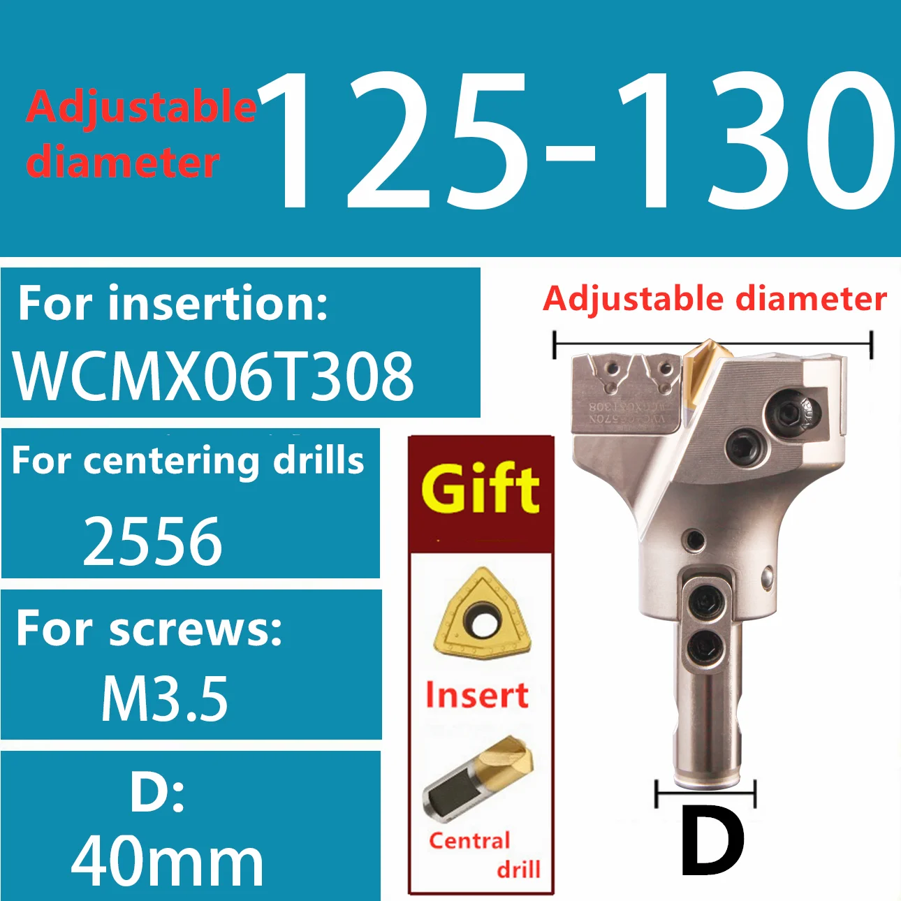 VMD verstelbare diepgat indexeerbare boor met grote diameter 45-160 mm U-boor boorgereedschap voor WCMX WCMT inbrengen
