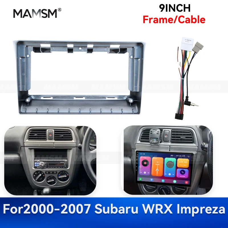 

MAMSM 9 inch For 2000-2007 Subaru WRX Impreza Android Auto Multimedia GPS MP4 Car Radio Fascia Stereo Frame Wiring Harness Kit