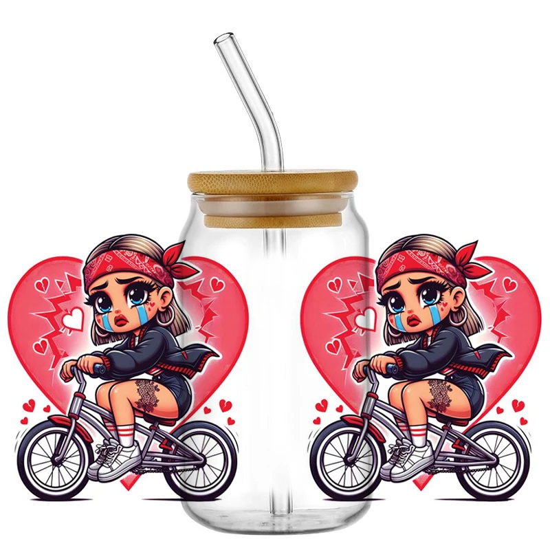 

High Quality 3D Crying Girl Love Creativity UV DTF Waterproof Sticker DIY Wrap Decal for 16oz Cup Mug Wraps Easy to apply