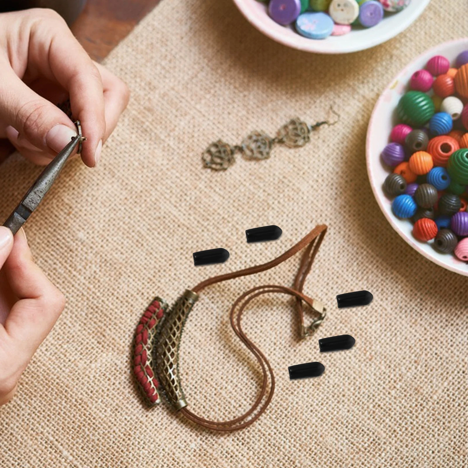 

100pcs Headband End Caps Rubber Sleeves Diy Hair Hoops Parts Replacement Headband Caps Headwear Supplies Hair Clasp Accessories