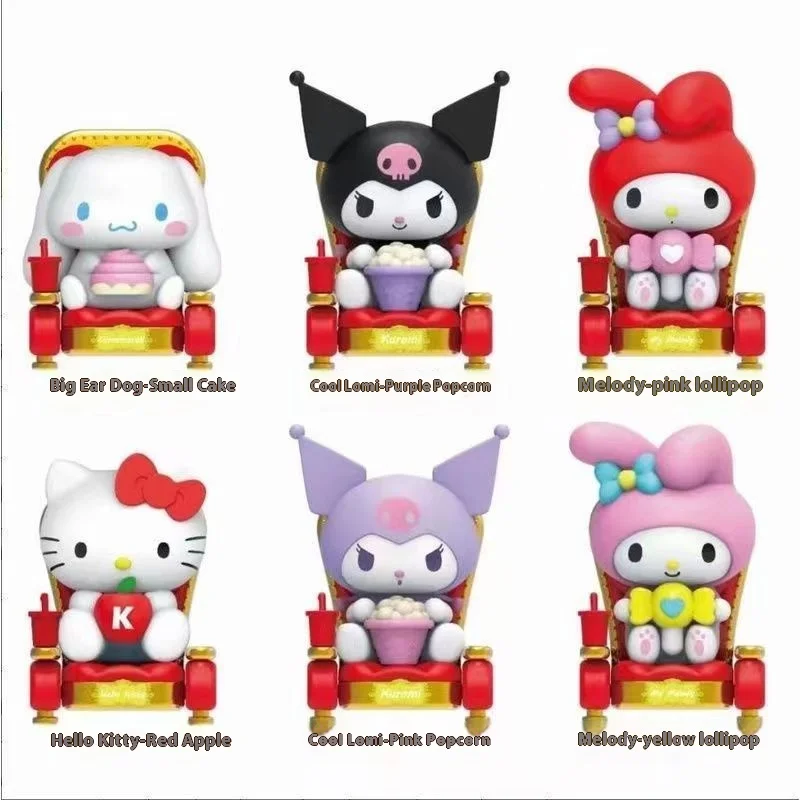 6pc Sanrio Cinnamoroll Hello Kitty Cute Kuromi Theater Series Surprise Blind Box Trendy Handmade Lovely Girl Cute Ornament Gift