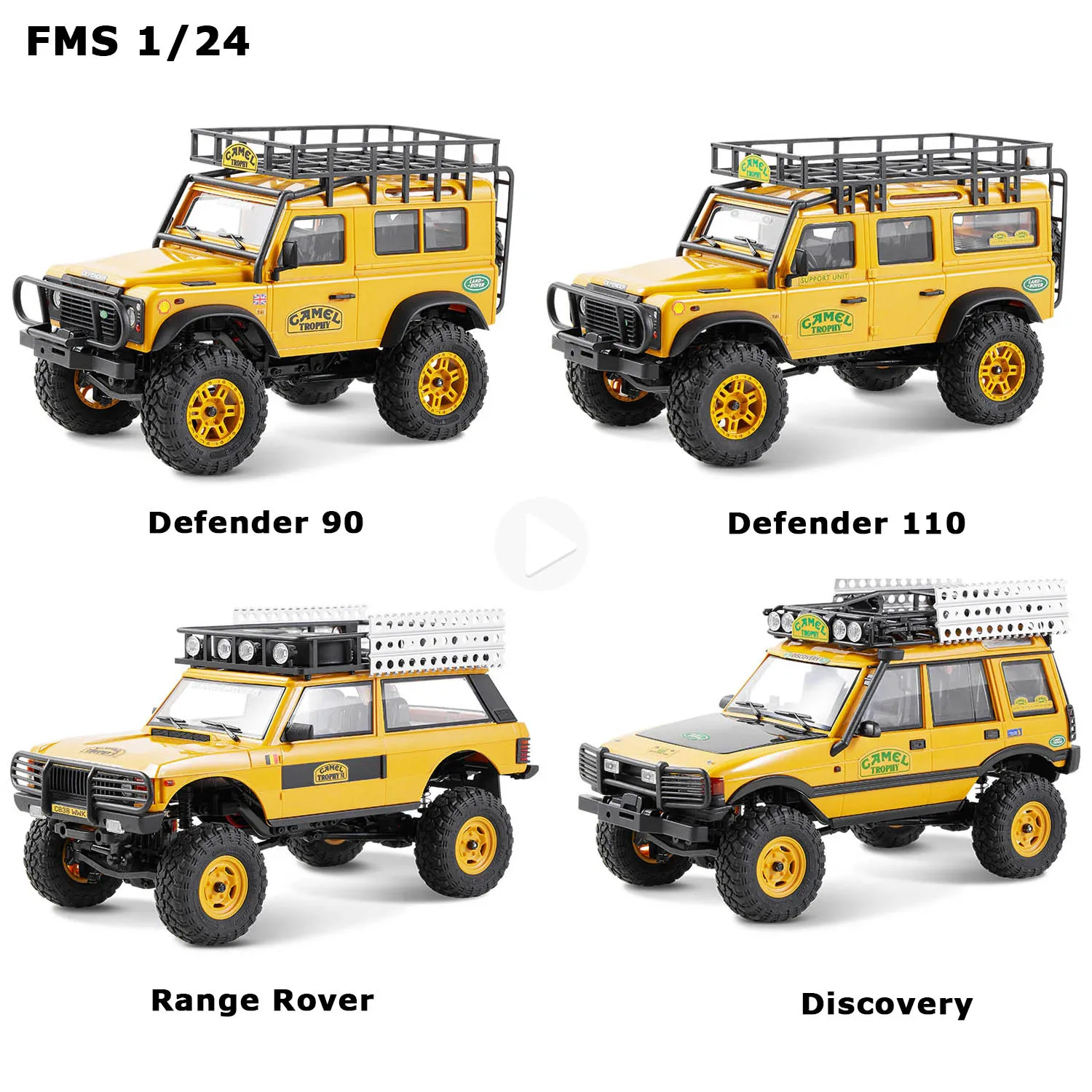 1/24 RC Car fo FMS 1:24 FCX24M Land Rover Camel Trophy Edition RTR Defender 90 110 First Generation Range Rover Discovery RC Car