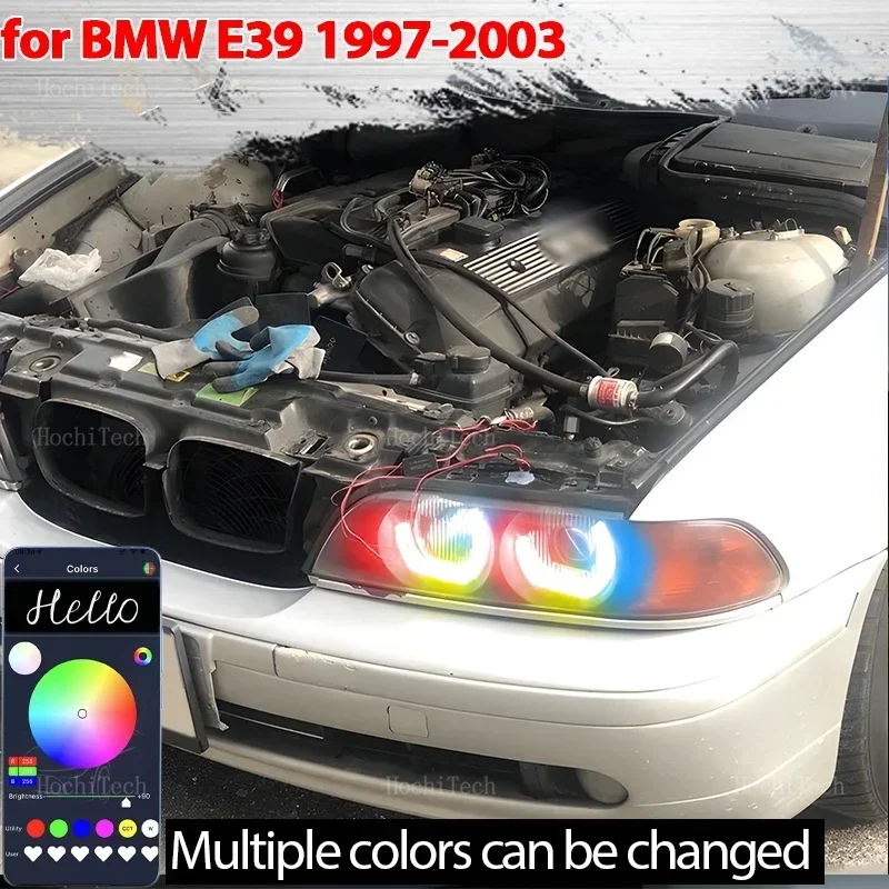 

For BMW 5 SERIES E39 525i 528i 530i 540i 1997-2003 Dynamic M4 Style RGB Light Rings App DRL LED Angel Eyes Kit with turn signal