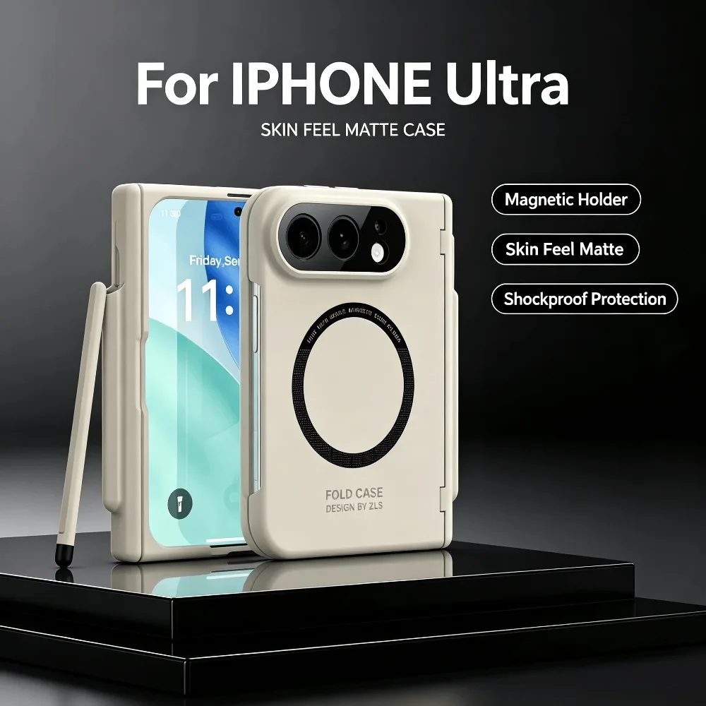 Skin Skin Touch for Magsafe Magnetic Charger Case for IPhone Ultra Fold Built‑in Stylus Slot Front Tempered Film Hinge Protect Cover - Aliexpress Deal