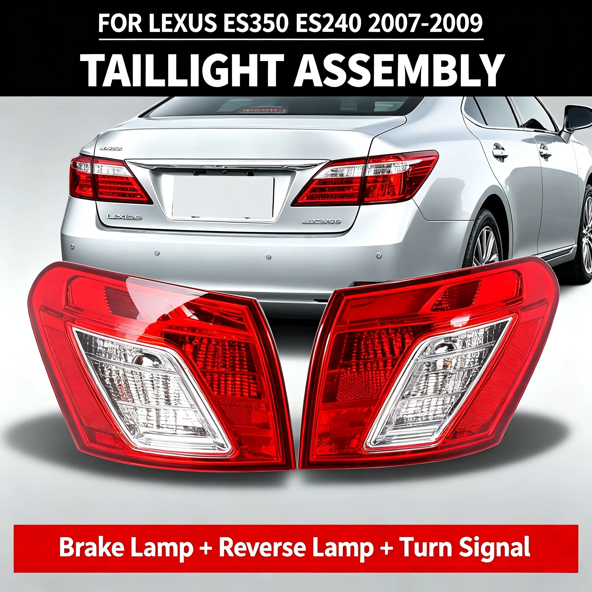 For Lexus ES350 ES240 Left/Right Side Tail Lamp 2007-2009 Rear Brake Tail Light Replacement OEM 81551-33500 Quality ABS Plastic