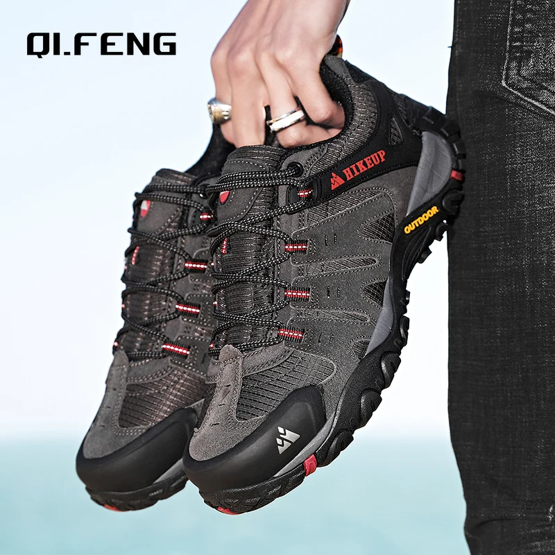 

Men's Outdoor Sneaker Mountaineering Large Footwear Men's Genuine Leather Walking Shoes Autumn Winter Couples Casual Shoes