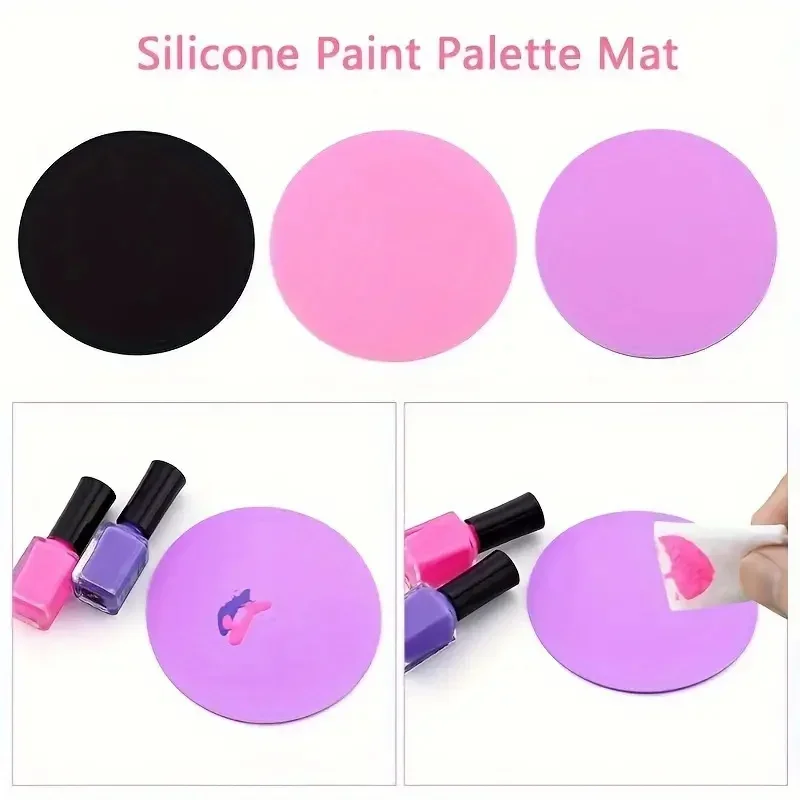 3 pçs silicone nrr mistura paleta de pintura esteira resuable dobrável paleta de pintura de silicone esteira artesanato titular para mistura de esmalte da arte do prego