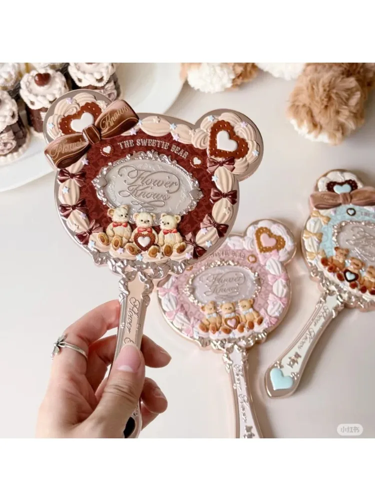 Flower Knows Little Angel Series Hand Holding Mirror 3 Types Exquisite Relief Makeup Tools