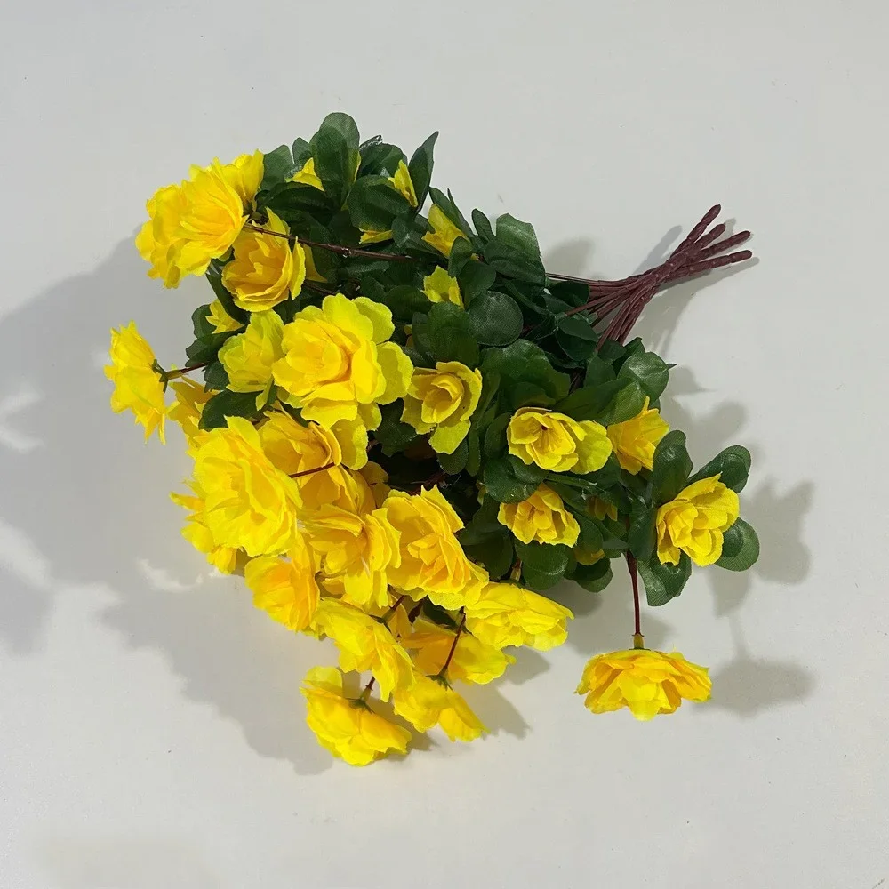 2PCS/1set Outdoor Herbst Künstliche Rote Azalea Hohe Qualität Blumen Büsche UV Beständig Dekor Gefälschte Blumen Hause dekorationen Kleine – Detail 5