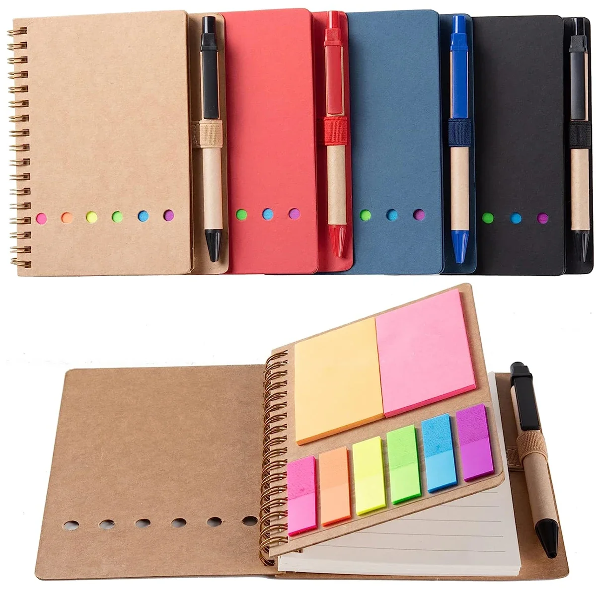 

1 Set Coil Notebook Mini Spiral Notepads Planning with Bookmark Index Sticky Spiral Journal Office Hardcover Notebook Business