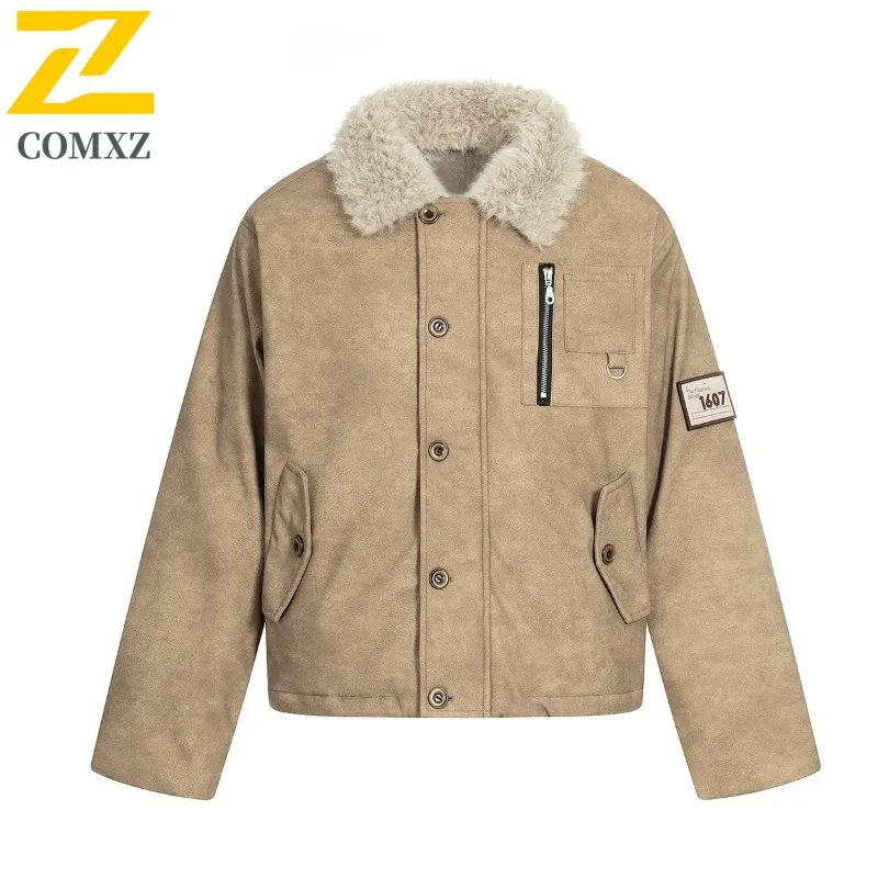 

COMXZ Мужская байкерская куртка для зимней прогулок, новая американская ветровка для путешествий, куртка для кемпинга, высококачественная кожаная мотоциклетная куртка