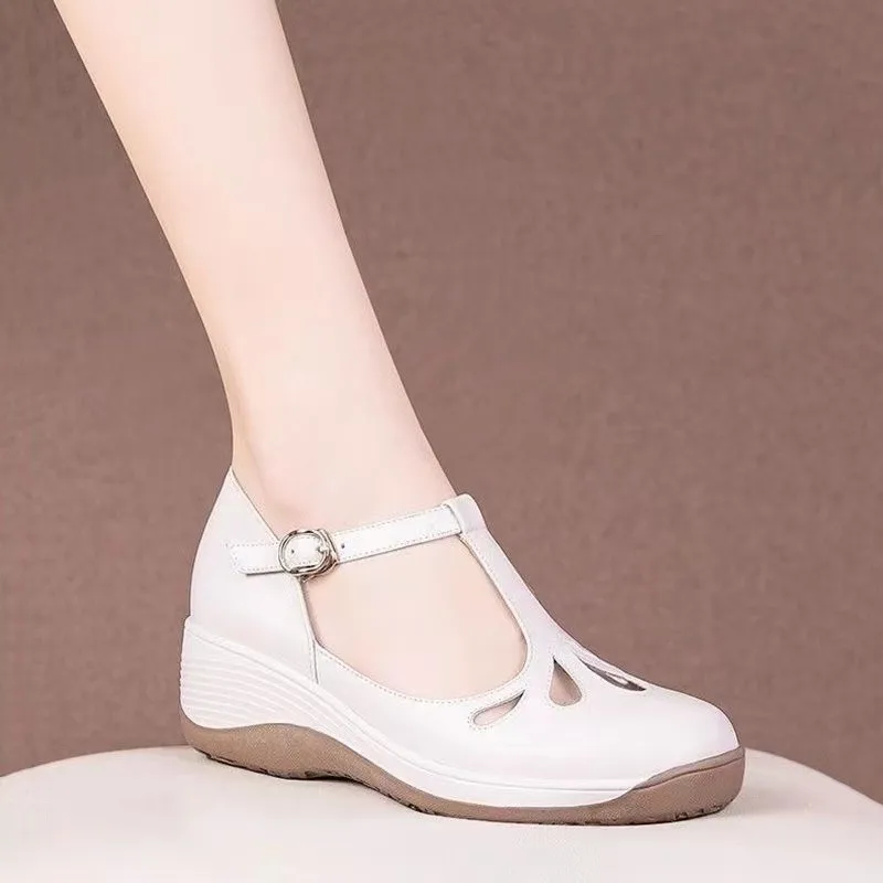 

Spring and Autumn Women's Sandals Wear Resistant Women's Shoes White Shoes Hollow Out Lightweight Women's Leather Shoes sneaker